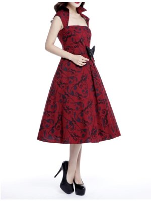 Belted Pleat Dress Red