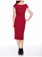 Bow Collar Pencil Dress Red