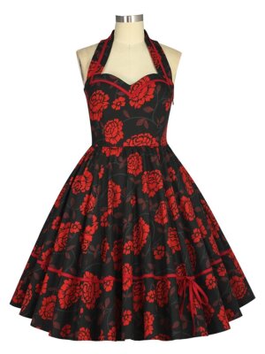 Sweetheart Vintage Kleid Schwarz Rot