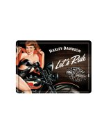 Biker Babe Red Blechpostkarte