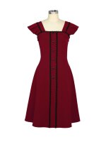 Retro Kleid mit Faltenärmelchen Rot 40