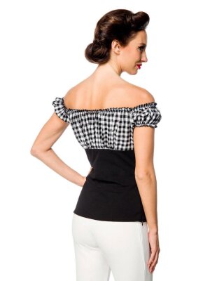 Schulterfreies Top mit Gingham-Muster