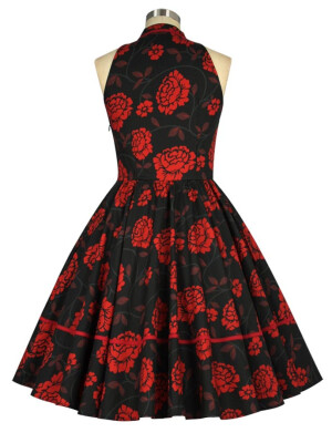 Sweetheart Vintage Kleid Schwarz-Rot